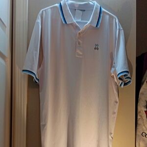 Psycho Bunny White Polo Shirt with Blue Accents